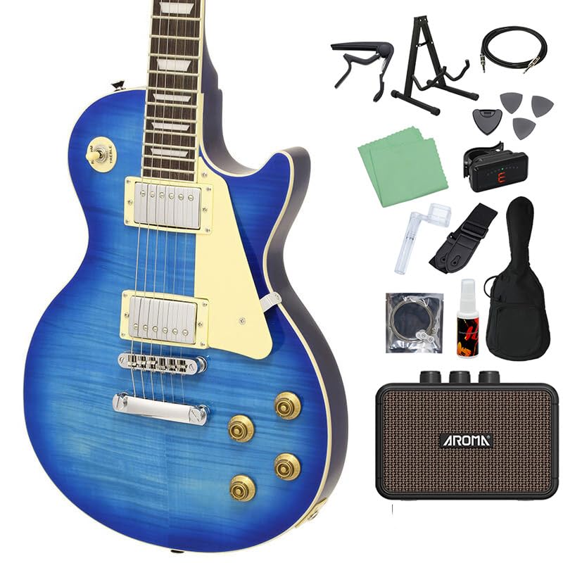 Blitz by Aria Pro II エレキギター レスポール Amazon | Blitz by AriaProII BLP-450 SBL エレキギター初心者14点